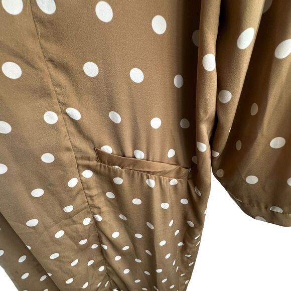 NWT ANTHROPOLOGIE x BB DAKOTA Deedra Kimono Sz XL Brown White Polka Dot Duster - Picture 9 of 13